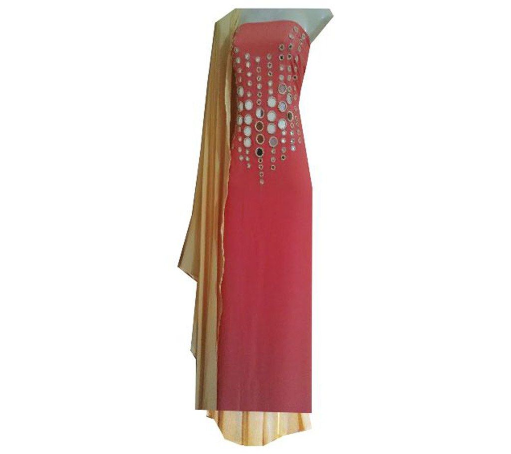 Unstitched mirror work georgette replica three pc