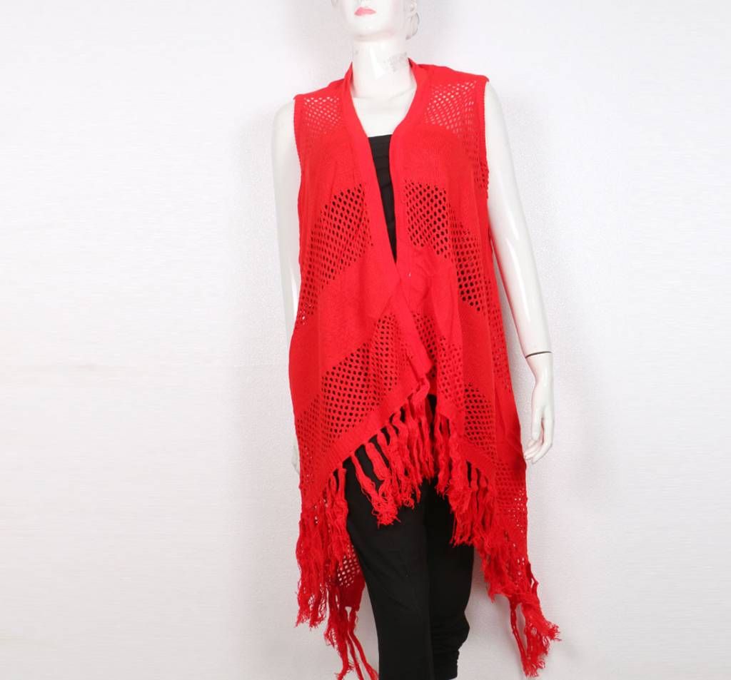 Woolly Sleeveless Poncho Sweater