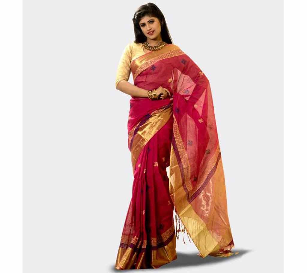 Hand Loom Soft Cotton Block Work Sharee-143