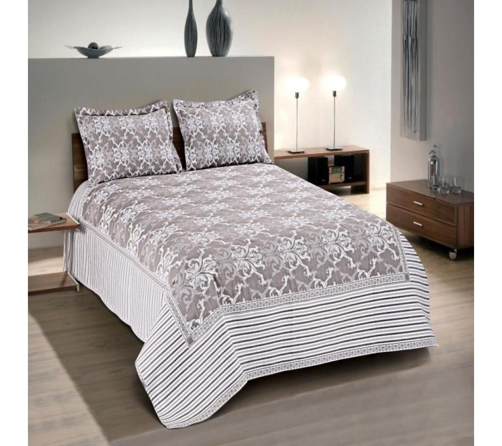 Jacquard Woven Double Size Bedcover - Grey