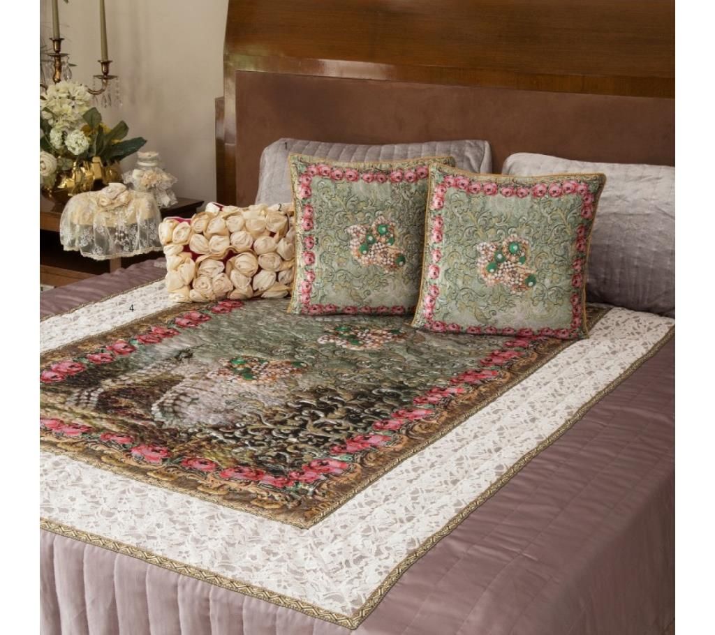 Lilac set Amidst Roses in a Garden Bedcover