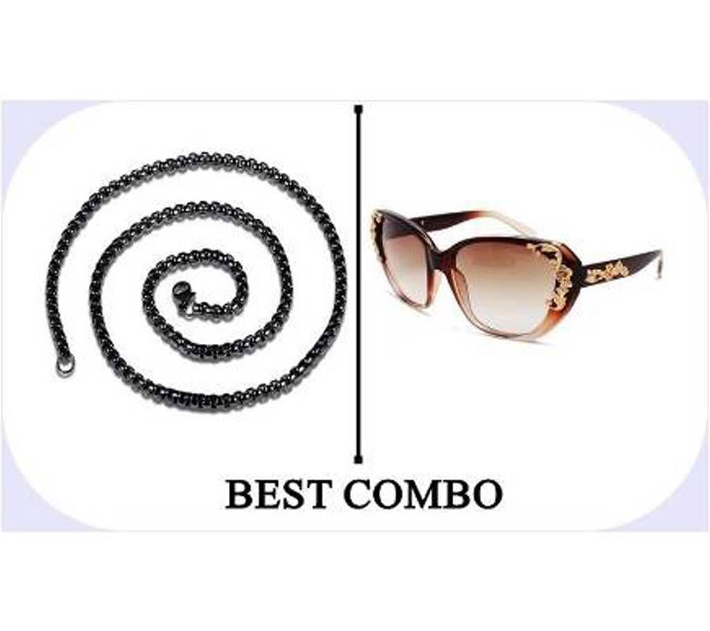 Combo of Stainless Steel Chain+sunglass 
