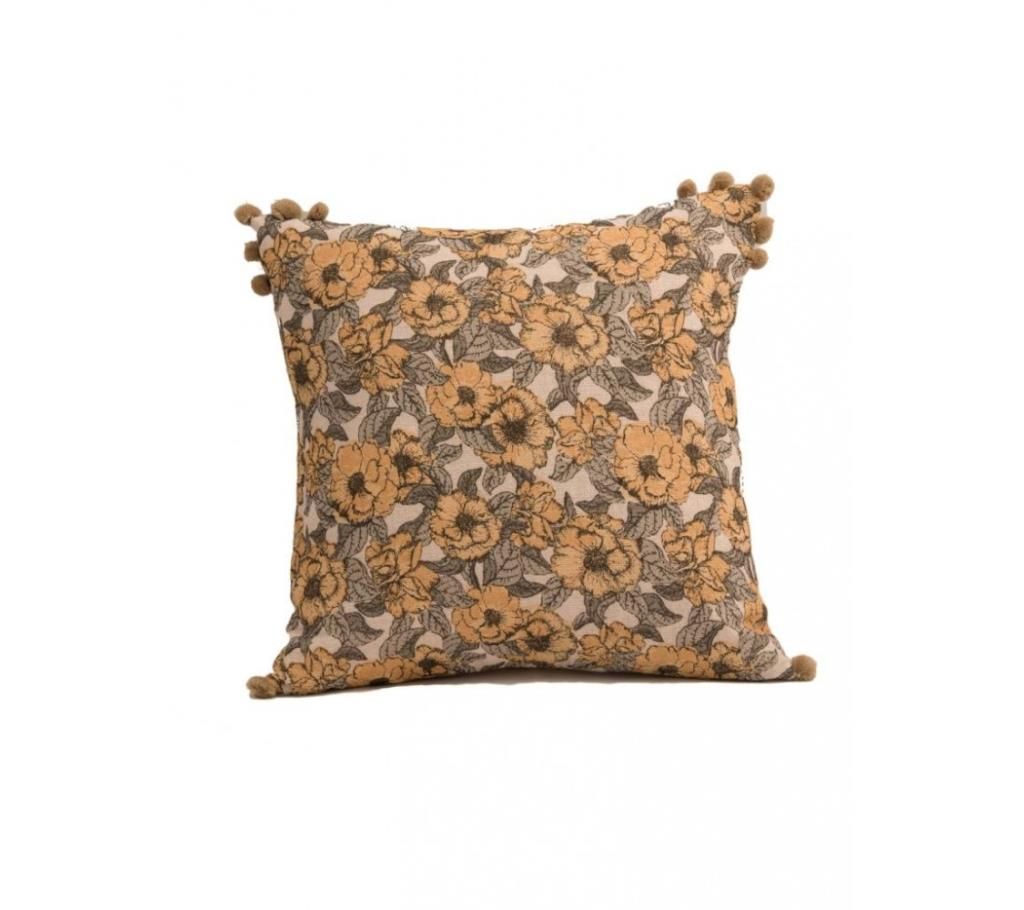 Garden/ Neutral Printed & Hand Embroidered Cushion Cover