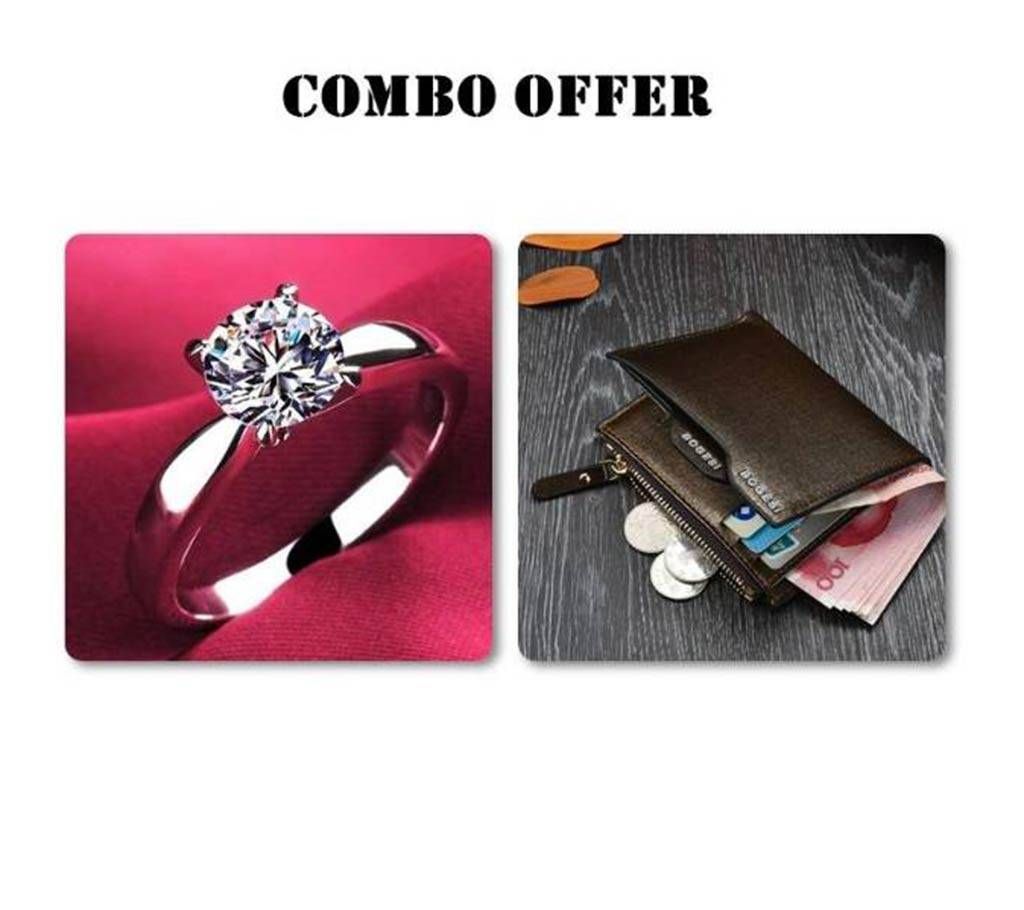 Combo offer Gold plated Finger Ring and Bogesi Wallet