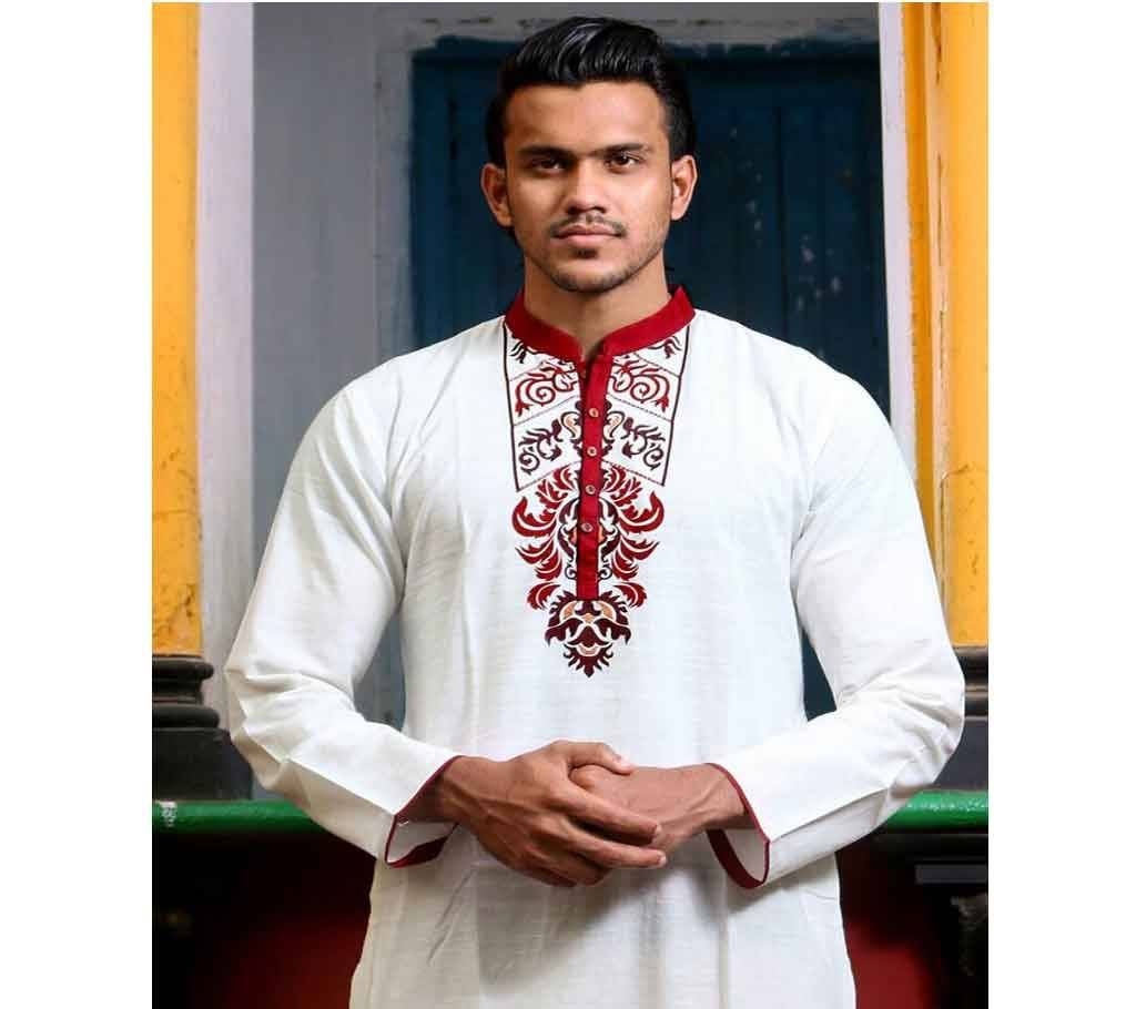 White printed Boishakhi Panjabi