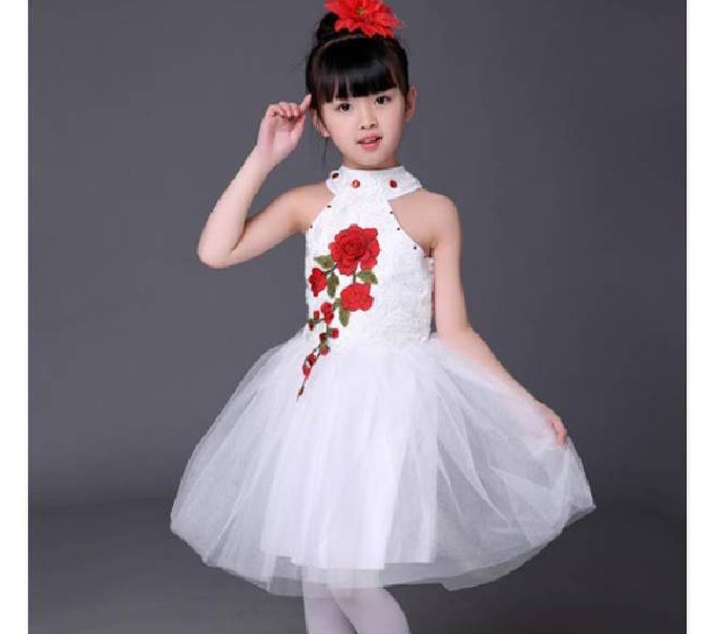 White Summer Princess Sleeveless Dress With Hair Clips Flowers