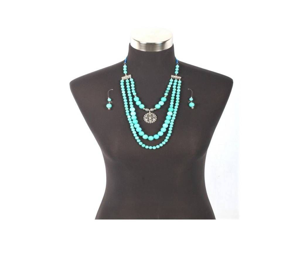 Sea Green Necklace set - 3 Layers