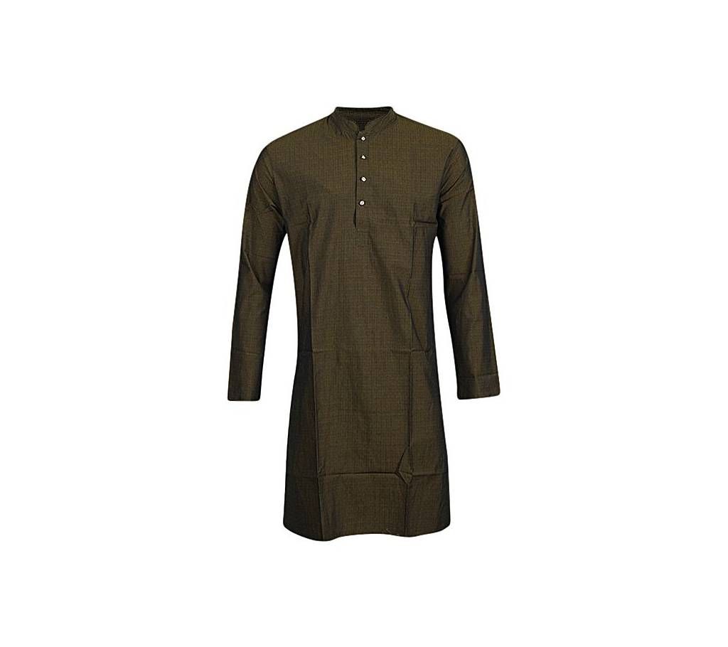 Menz Long Cotton Panjabi- Olive