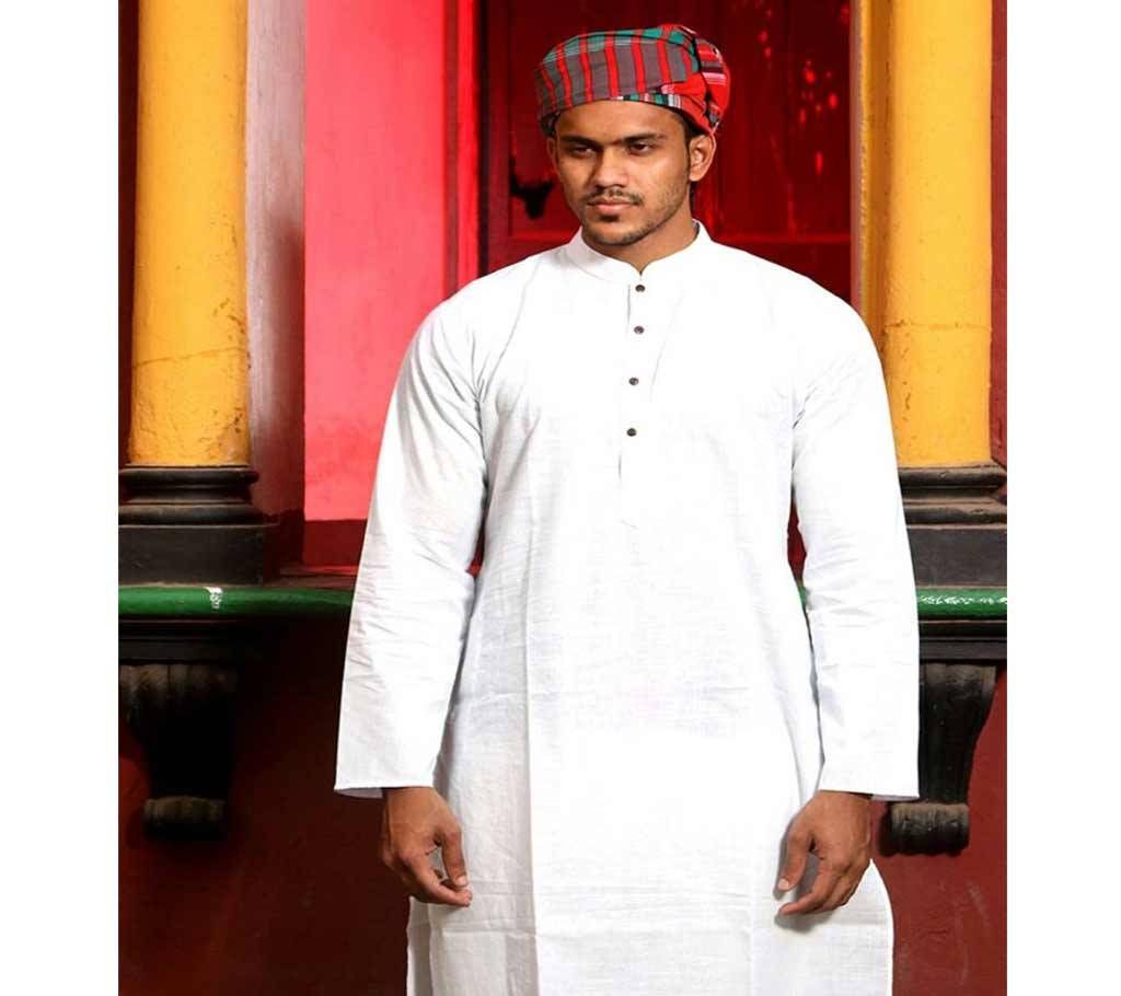 White Boishakhi Panjabi with free gamcha