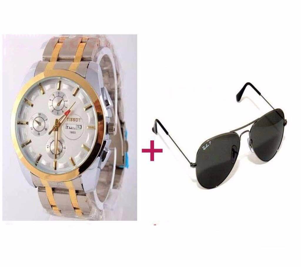 RAY BAN Sunglasses + TISSOT Men's Watch Combo