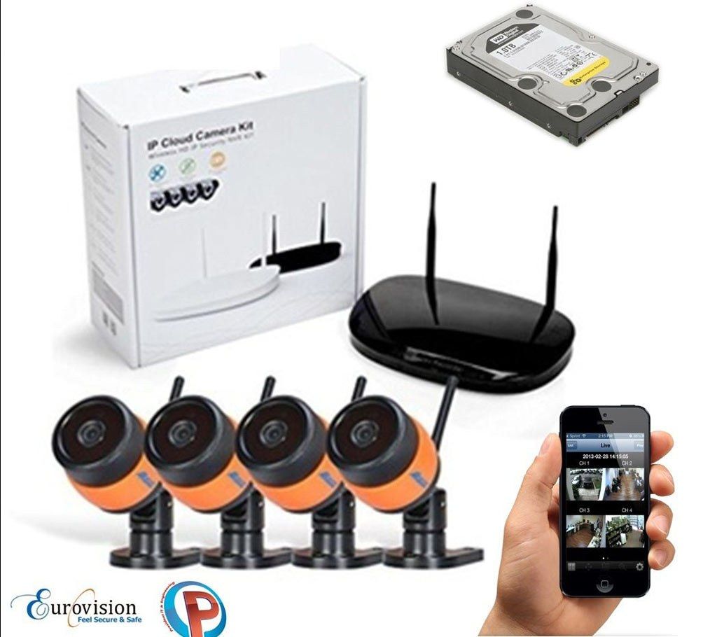 Jovision 4pcs HD IP CC-Camera full setup