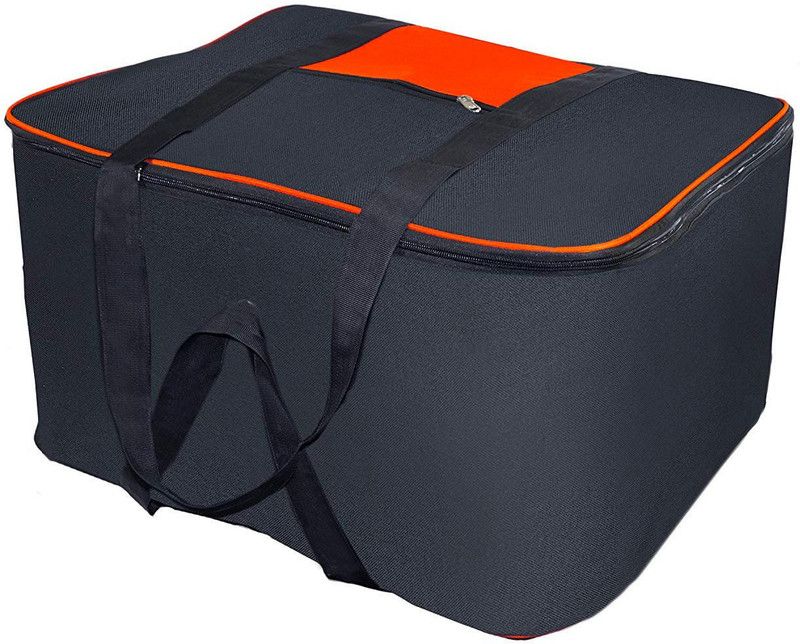 Vish Nylon Waterproof Cloth Organiser with Zip Closure & Handle(Black/Red 54x46x28cm) Under Bed Storage