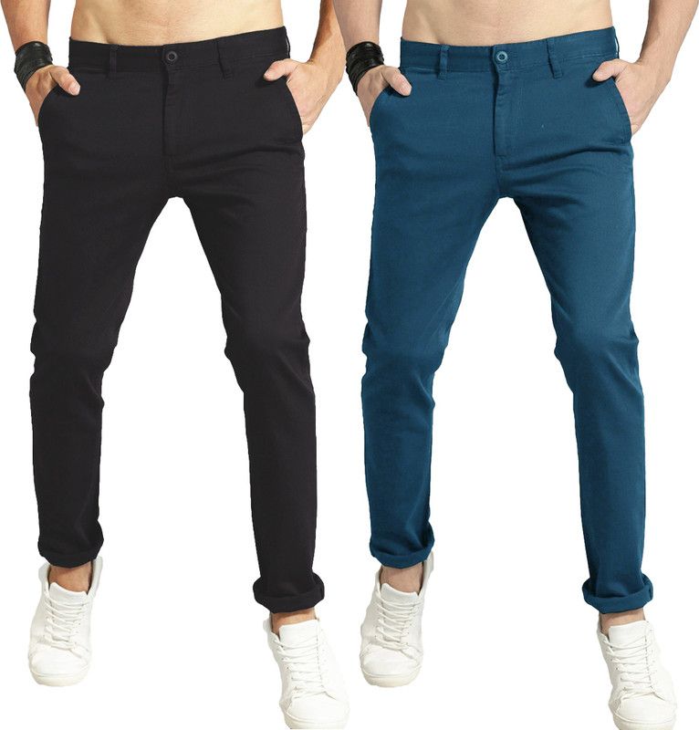 Pack of 2 Men Regular Fit Multicolor Viscose Rayon Trousers