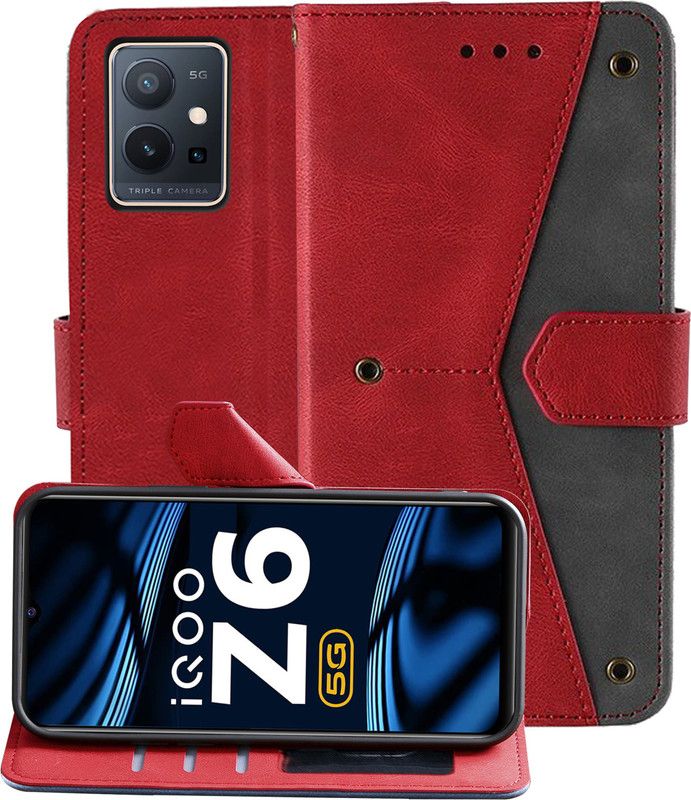 Autofocus Back Cover for IQOO Z6 5G  (Red, Holster)