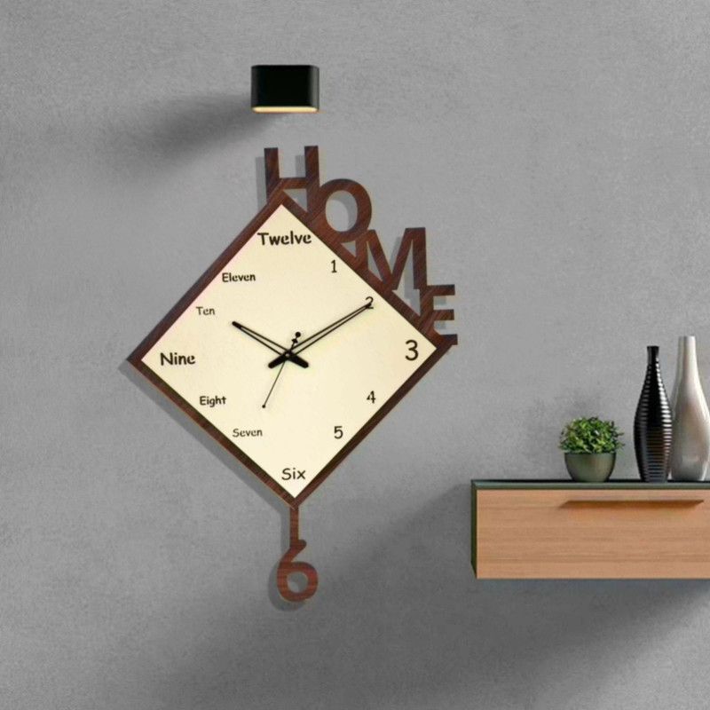 Cube X Analog 52 cm X 34 cm Wall Clock  (Brown, Beige, Without Glass, Pendulum)