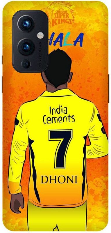 FRONK Back Cover for OnePlus 9 5G, LE2111, MAHENDRA, SINGH, DHONI, MS, DHONI, CSK, PLAYER  (Yellow, Hard Case, Pack of: 1)