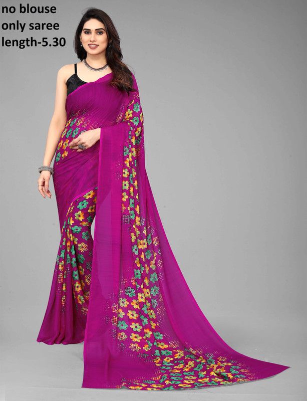 Paisley, Polka Print, Floral Print Daily Wear Georgette Saree  (Magenta)
