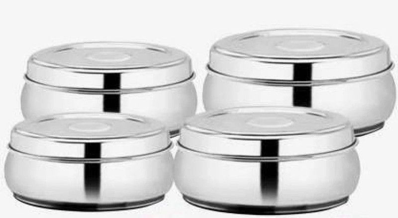 Little World 4 - 1650 ml Steel Utility Container  (Pack of 4, Silver)
