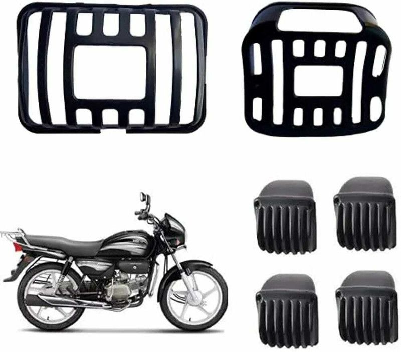 VPRS Hero Splendor Focus Design PVC Complete Plastic Grill Set of Headlight Pack of 6 Bike Headlight Grill  (Black)