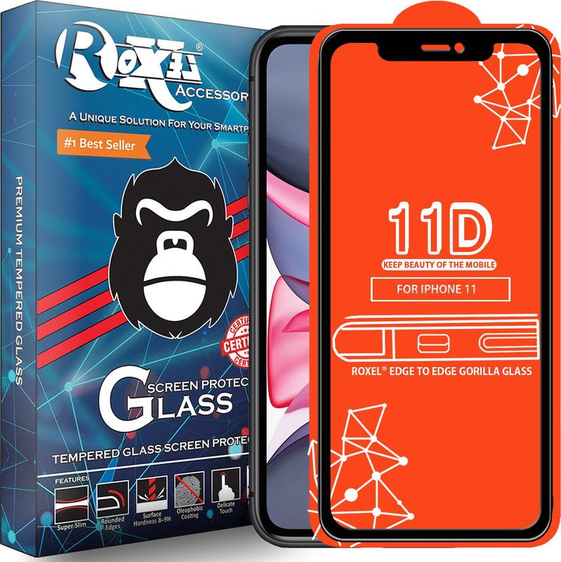 Roxel Edge To Edge Tempered Glass for Iphone 11  (Pack of 1)