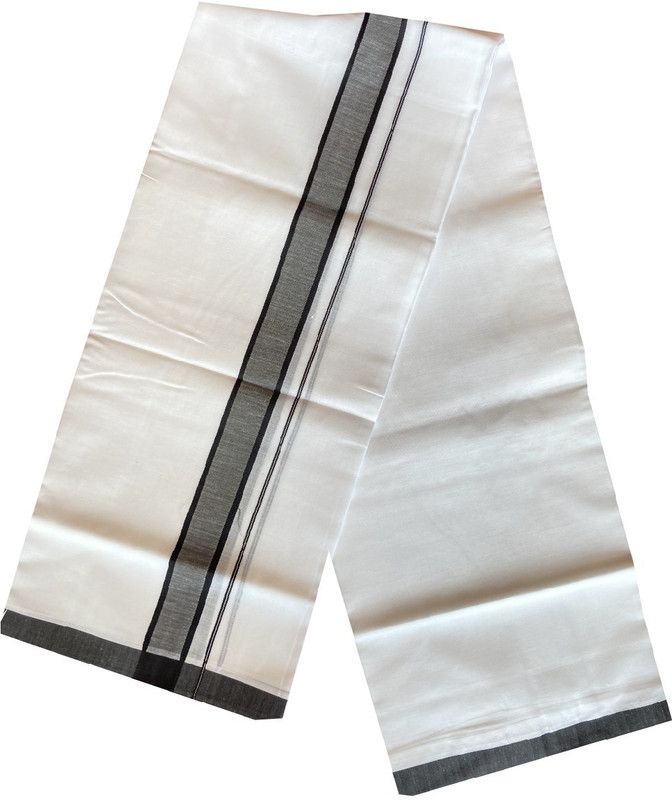 kaitharikada Balaramapuram Cotton PURE WHITE Dhoti/Mund- BLACK Kara Men Dhoti