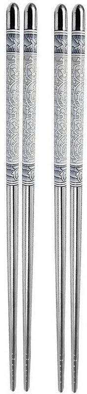 SAKEXA Eating, Decorative Steel Chinese, Korean, Japanese Chopstick  (Multicolor Pack of 4)