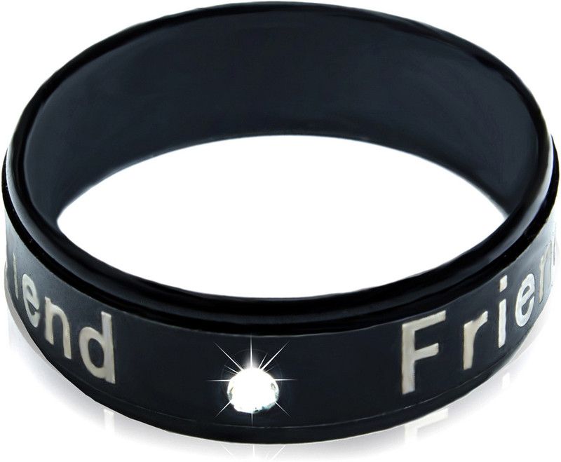 Black & Silver AD Studded Stainless Steel Friendship Ring for Boys & Girls Stainless Steel Ring