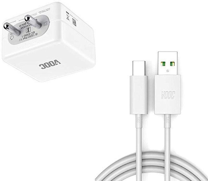 TROST NA 4 A Mobile 4A/5V 30W VOOC Flash Charging Adapter & C type Cable for Oppo A31 2020 / A 31 Charger with Detachable Cable  (White)