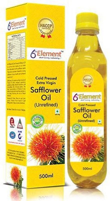 6th element Safflower Oil Cold Pressed| Safflower Oil |Cold Pressed Safflower Oil for deep Frying and Cooking 500 ml Safflower Oil Glass Bottle  (500 ml)