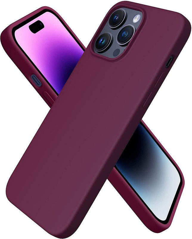 Vshop Back Cover for iPhone 14 Pro Case 6.1 Inch Case , Silicone Shockproof Slim Thin Phone Back Cover Case  (Red, Camera Bump Protector, Silicon, Pack of: 1)