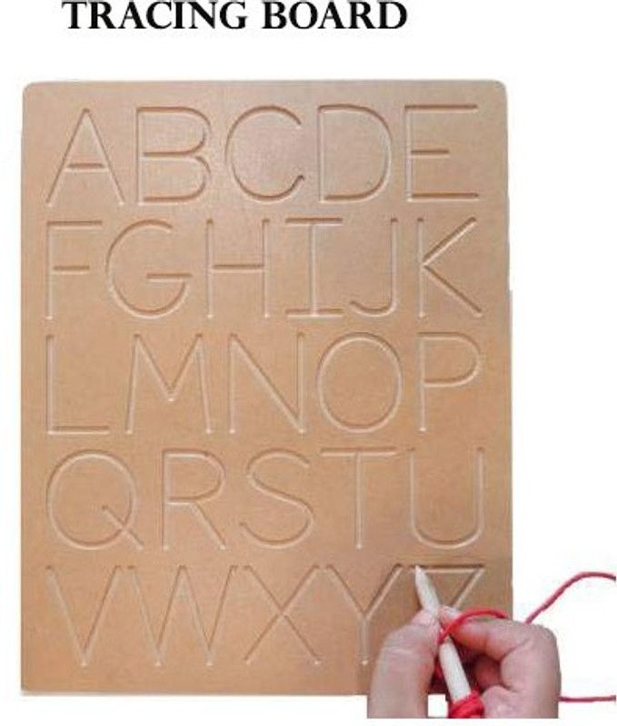 FORSIKHA Wooden Uppercase Alphabet Tracing Board with Dummy Pencil (Brown)  (Brown)