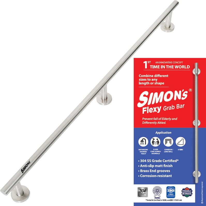 Simon's 304 Stainless Steel Grab bar for Elderly People - 100 cm with 2 Legs of 4.5 cm. Shower Grab Bar  (Matt 100 cm)