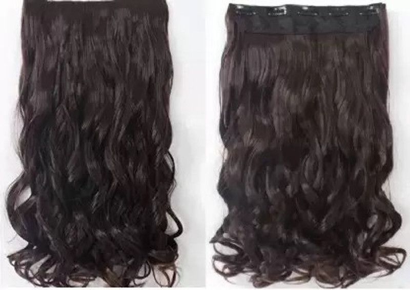 D-DIVINE Women's 5 Clip Synthetic Curly/Wavy Extensions 120g (24 Inch) Hair Extension