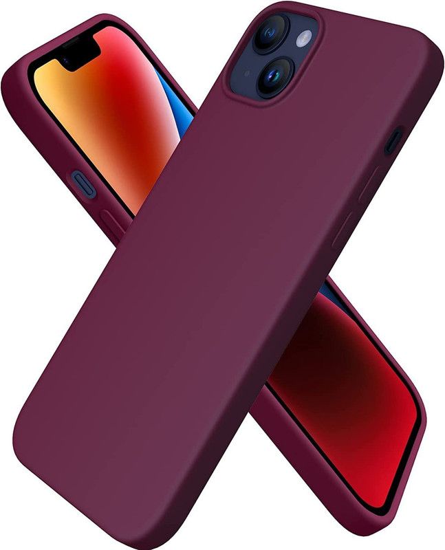 Vshop Back Cover for iPhone 14 Case (6.1")Premium Silicone,Full Body Protection -Shockproof Phone Cover  (Red, Camera Bump Protector, Silicon, Pack of: 1)