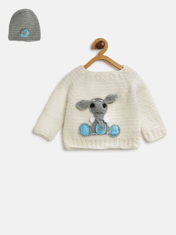 Baby Boys & Baby Girls Casual Sweater Cap  (White)