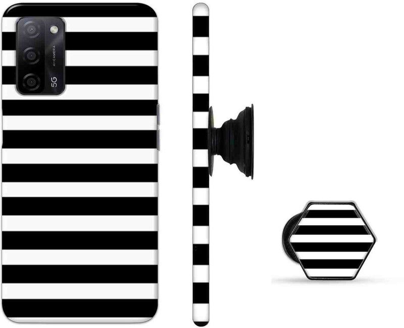 ChicShell Back Cover for Oppo A53s, Oppo A16, Oppo A55  (Black, White, Cases with Holder, Pack of: 2)