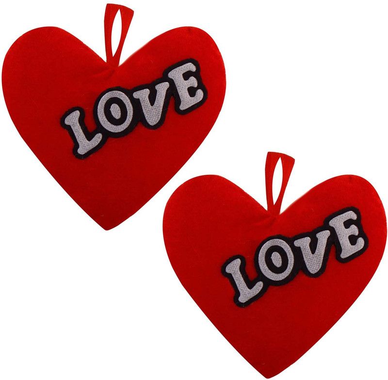Halowishes Polyester Fibre Heart Boyfriend Pillow Pack of 2  (Red)