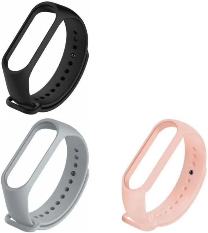 dhanak DK BAND forMI 3 & 4- Combo of (Black, Grey, Peach colour Smart Band Strap  (Mullti Color)