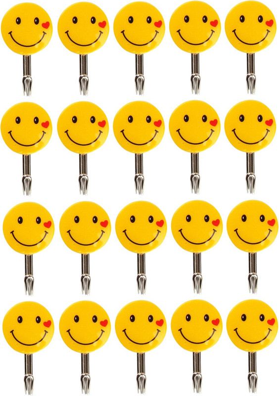 SWAB Plastic Self-Adhesive Smiley Shape Hooks, 0.5 Kg Load Capacity, 20 Piece Set Hook Hook 20  (Pack of 20)