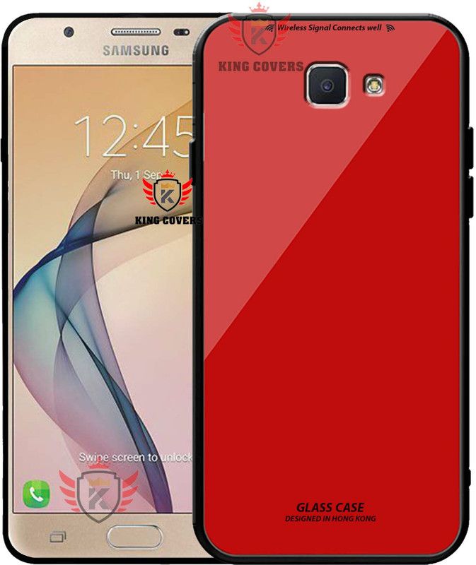 KING COVERS Back Cover for Samsung Galaxy J7 Prime, Luxurious 9H Toughened Glass Back Case Shockproof TPU Bumper  (Red, Dual Protection, Pack of: 1)