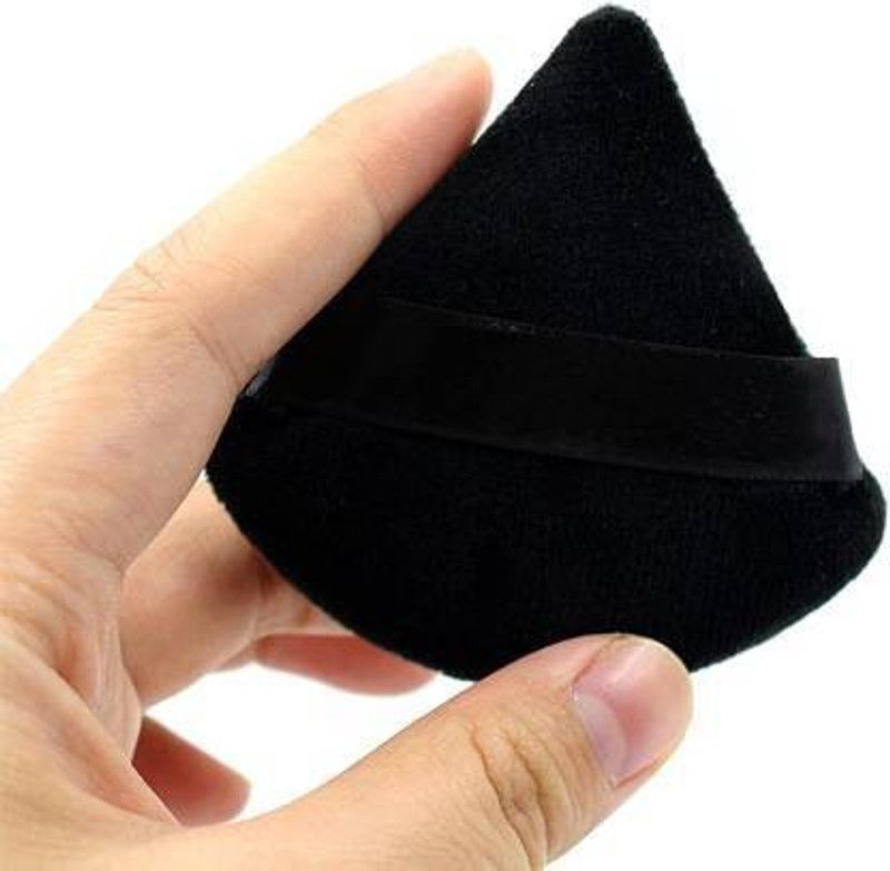 Cosluxe Cotton Powder Puff, Triangle Wedge shape Puff ,Sponges for Makeup Tool -BLACK ,1  (Black)