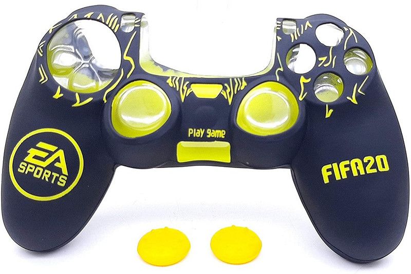 TMG Ps4 Fifa 20 Theme Silicone Protective Skin Case Cover for PS4 Controller High Quality Protective Silicone Cover Case Sleeve Anti Slip Cover (Yellow) Gaming Accessory Kit  (Black + Yellow, For PS4)