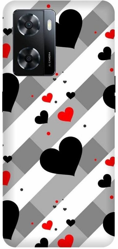 Dimora Back Cover for OPPO A 57e ,BLACK RED HEART LOVE  (Multicolor, Hard Case, Pack of: 1)