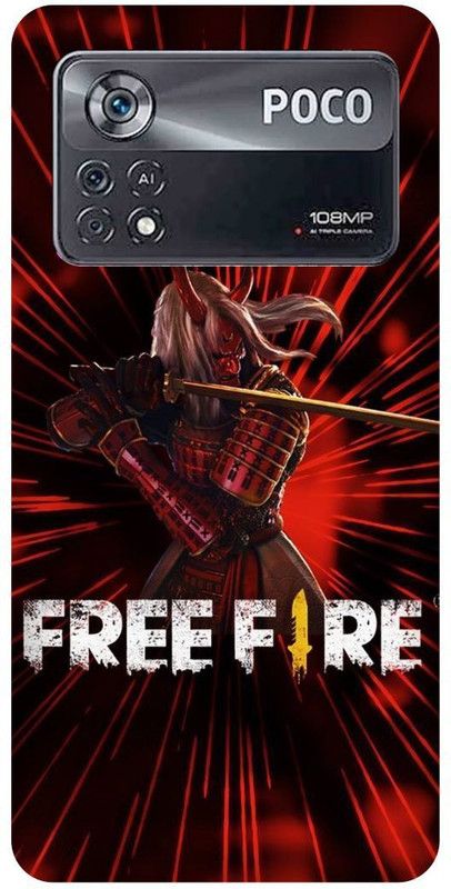 FRONK Back Cover for POCO X4 Pro 5G, FREE, FIRE, GAME, TEAM  (Red, Hard Case, Pack of: 1)