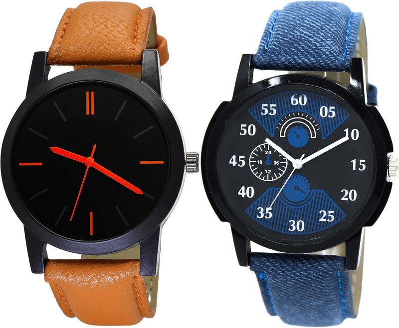 combo watch Analog Watch - For Girls Treading Valentine Analogue Brown And Blue Color Boys And Men Watch - B112-BL46.2 (Combo Of 2 )