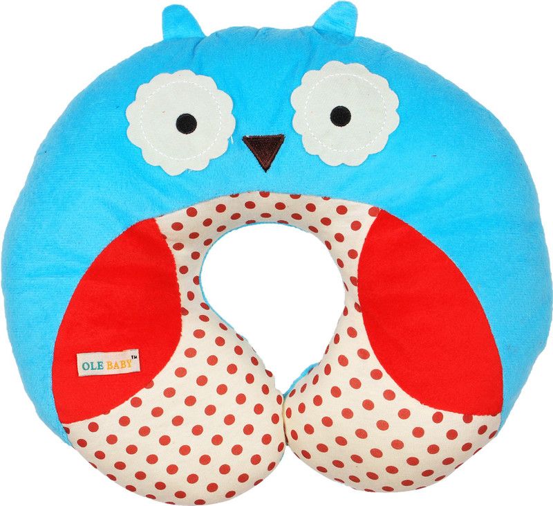 OLE BABY Microfibre Printed Travel Pillow  (Blue)