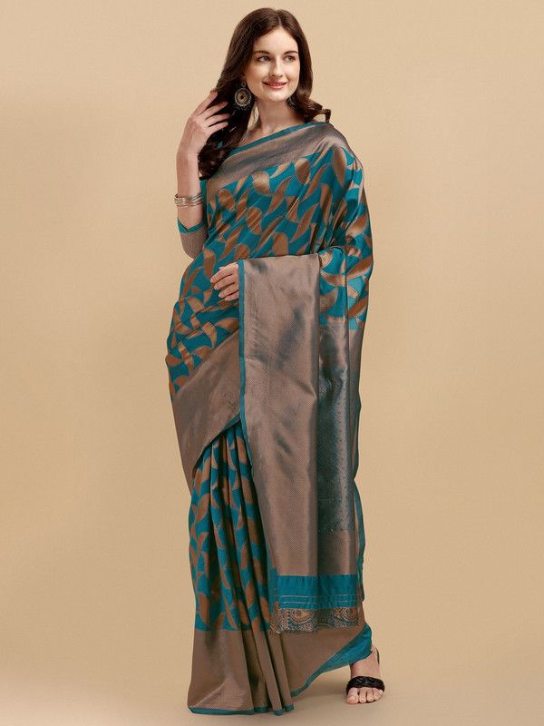 Woven Dharmavaram Pure Silk Saree  (Dark Blue)