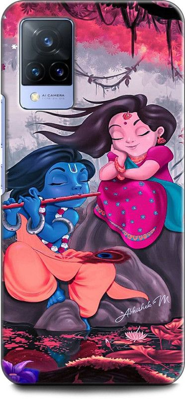 Wall Art Back Cover for Vivo V21(5G) KRISHNA RUKMINI, FLUTE, GOD, PAINTING,RUKMINI  (Multicolor, Dual Protection, Pack of: 1)
