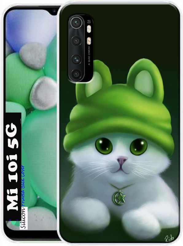 KENTAROELENE Back Cover for MI 10i  (Green, White, Dual Protection, Silicon, Pack of: 1)
