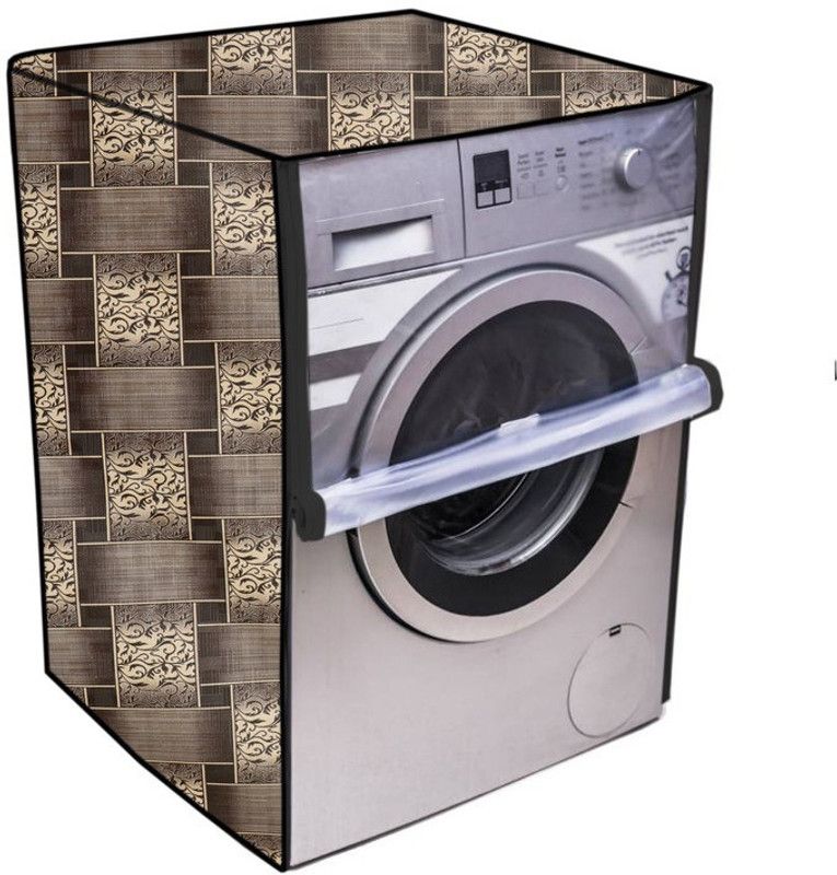 KingMatters Front Loading Washing Machine Cover  (Width: 65 cm, Brown, Yellow)